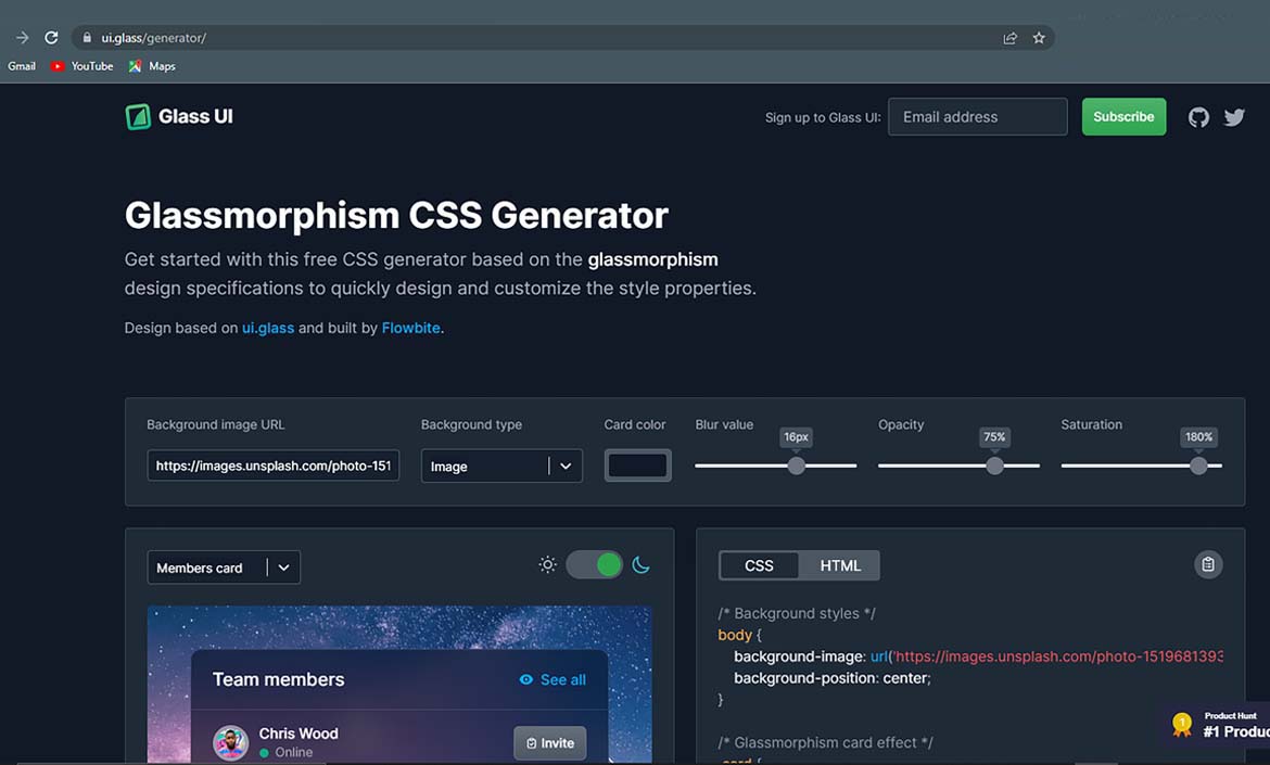  گلس مورفیسم Glassmorphism CSS Generator